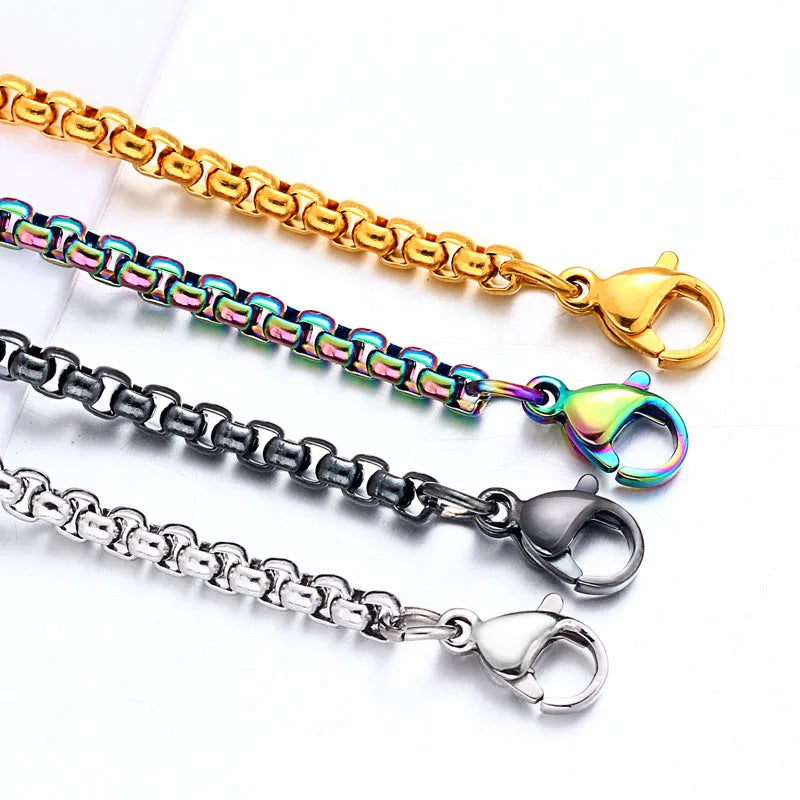 G1856 Stainless Steel Square Pearl Link Chains for Jewelry Making Necklace Gold Chain for Men Women