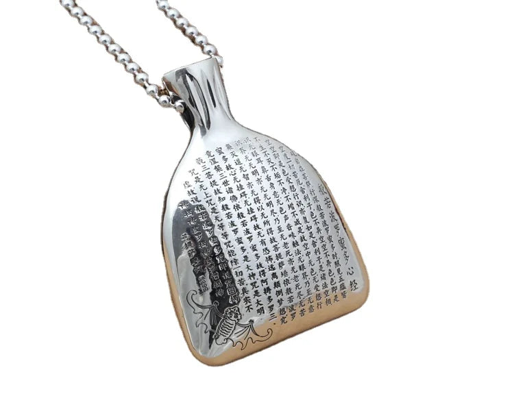 S999 Silver Fashion Pendant Sterling Silver Heart Classic Carving Purse Men and Women Thai Silver Sweater Pendant Necklace