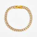 18K Gold Plated Diamond Bling Baguette Tennis Bracelet Fashion Stainless Steel Bracelet