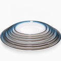 Wholesale Blue Color Food Grade Melamine Dinner Plate Minimalist Design Round Shape Solid Pattern Cheap