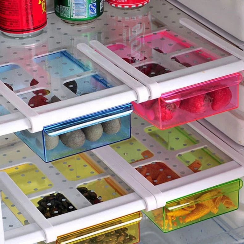 Eco-Friendly Multi-function Kitchen Refrigerator Storage Rack Fridge Freezer Shelf Holder Food Drawer Organizer Space Saver