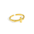 18k Yellow Gold Sterling Silver 925 Sideways Cross Christian Ring for Women