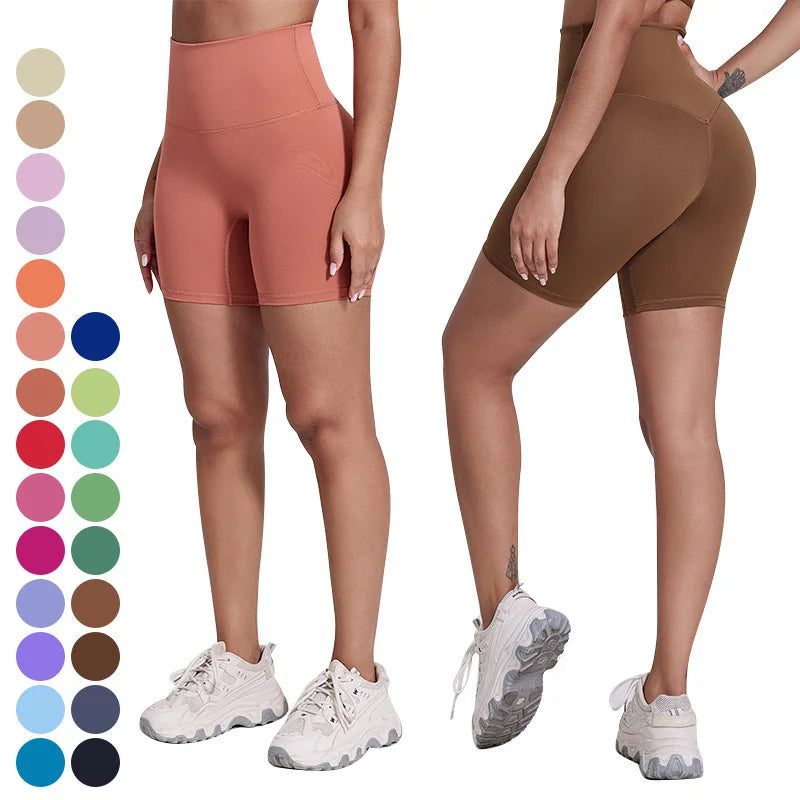 Women's High Waist Sports Leggings Custom Logo Gym Fitness Yoga Shorts Stretchy Butt Lift Solid Comfortable Workout Shorts