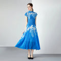 Women's 2024 Summer Casual Style Floral Digital Printing Washable Knee-Length Ruched Chiffon Pleated Natural Waist Woven Dress