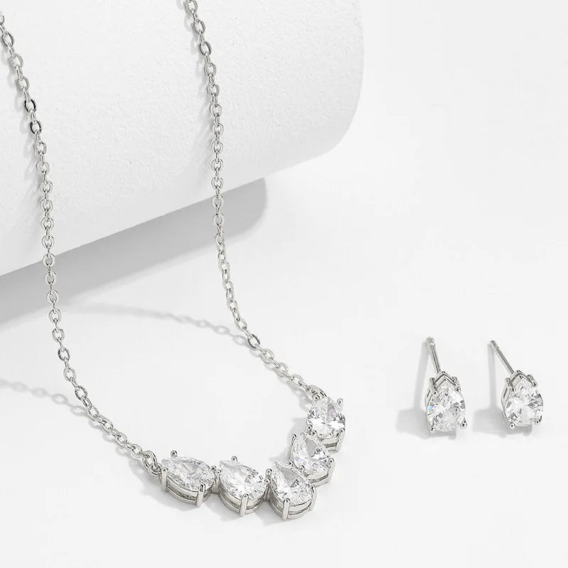Gold Silver Plated Jewelry Set Necklace Earring Brass Metal Simple Design Women Men Party Gift Jewelry Set