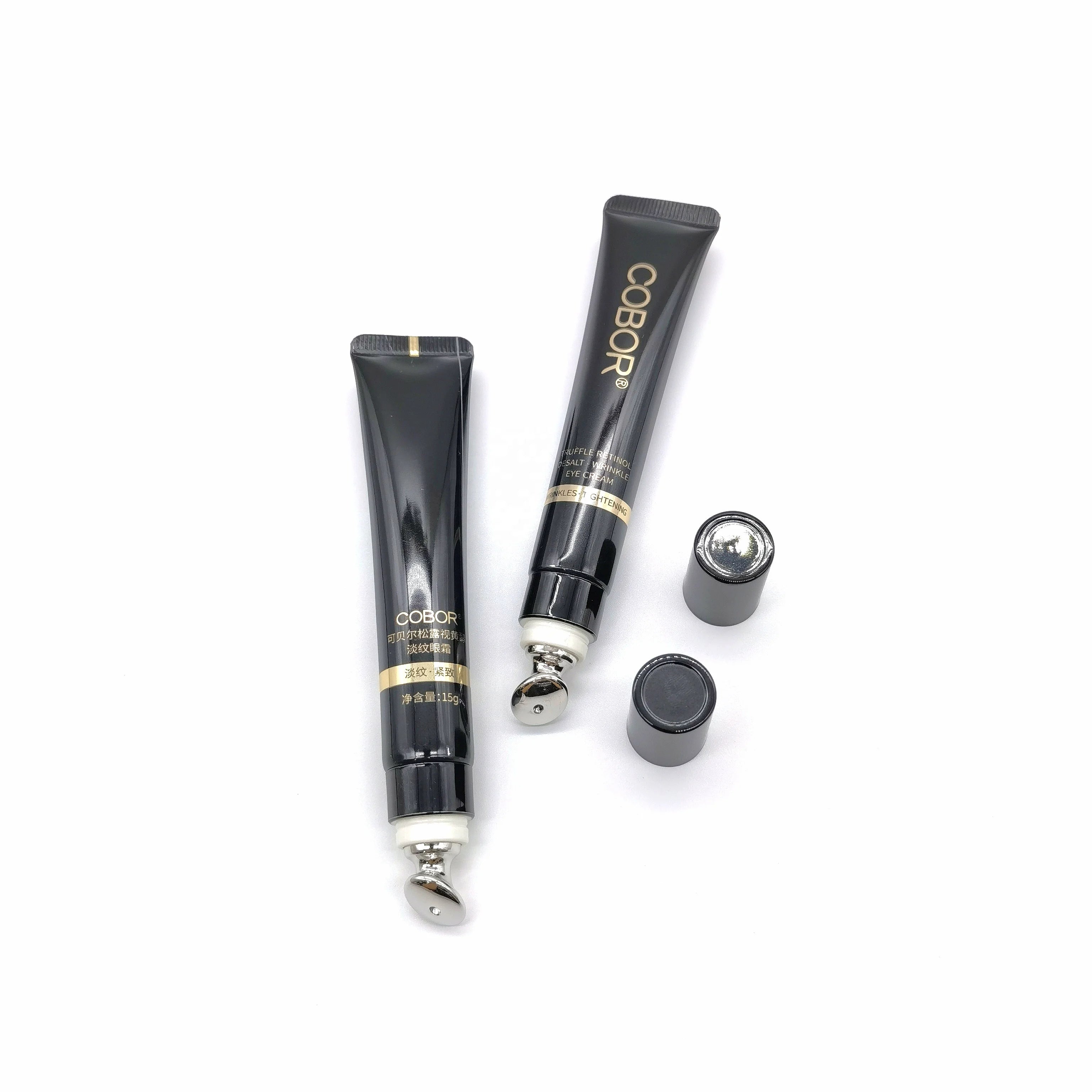 Custom Black PE Soft Cosmetic Packaging Empty Plastic Eye Cream Squeeze Tube with Screw Cap for Skin Care Serums