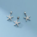 Hertiny 925 Sterling Silver Starfish Crystal CZ Drop Pendant for Beach Jewelry Making Supplies