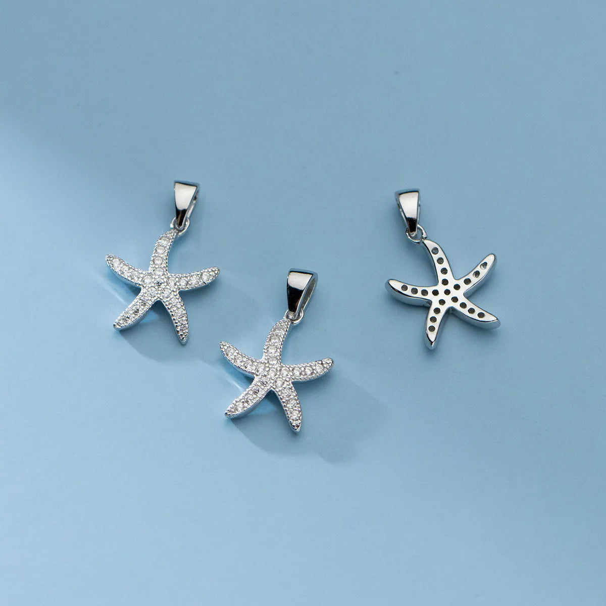 Hertiny 925 Sterling Silver Starfish Crystal CZ Drop Pendant for Beach Jewelry Making Supplies