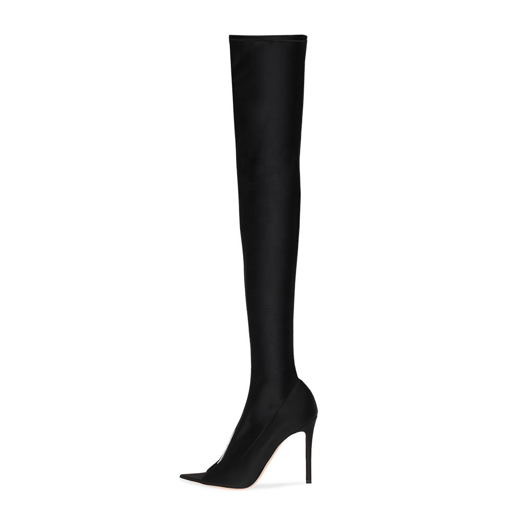 New Black Peep Toe High Heel Stretch Thigh Boots Womens Over Knee Boots Ladies Tall Long Boot Autumn Shoes