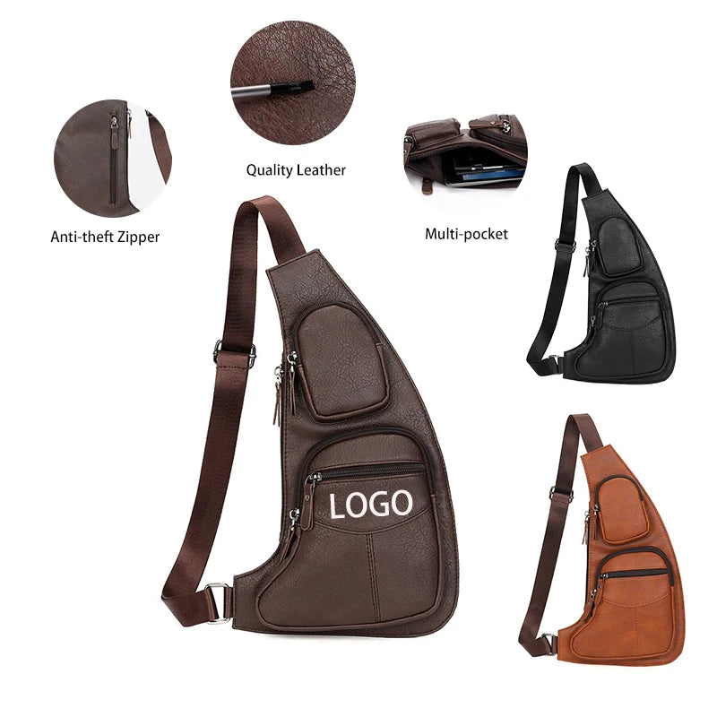 Newest Premium Multi-pocket PU Leather Waterproof High Quality Lightweight Anti Theft Crossbody Bag in Leather