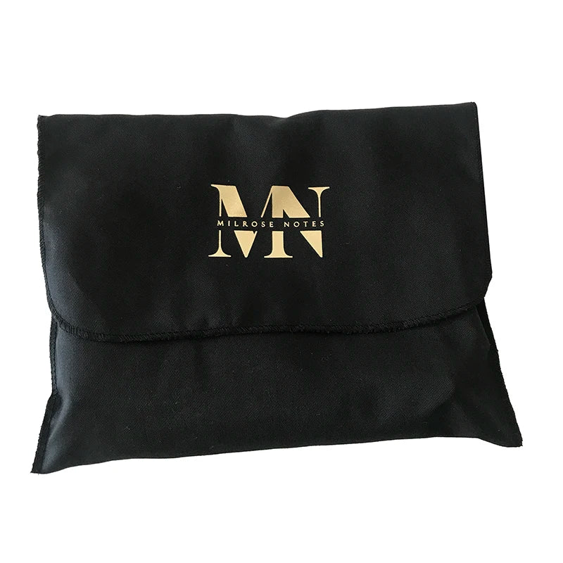 Accept Customized Brand Logo Black Cotton Twill Gift Dust Pouches Cosmetics Flap Bags
