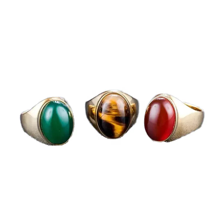 Gold Jewellery Dubai Mens Three Colors Stone Rings Gemstone Opal Ring Wholesale
