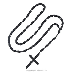 Cord Rosaries Religious Knots Black Rope Knot Rosary Cross Necklace