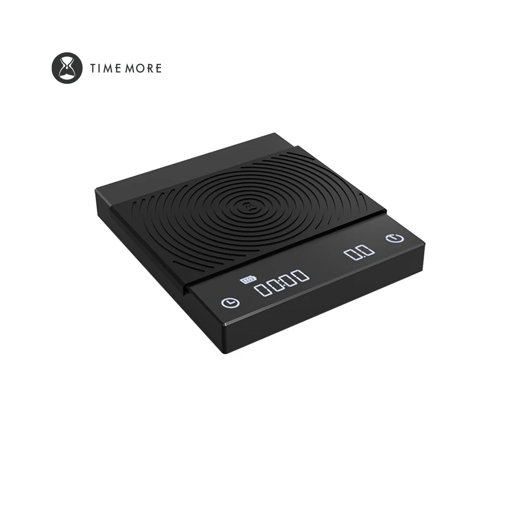 Coffee Scale Digital Kitchen Scale Work Office White Black Italian Scale Silicone Pad Type-C with a Max Measuring Range of 2kg
