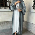 Solid Color Blended Fabric 2 Pocket Embroidery Flower Cuff Factory Directly Sale Custom Arab Middle East Women Abaya