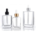 Wholesale Cosmetic 15ml 20ml 30ml 50ml Flat Shoulder Frosted clear Serum Glass Dropper Bottle