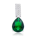 Luxury 925 Sterling Silver Teardrop Green Emerald Pendant Crystalline Jewelry Pendant & Charm