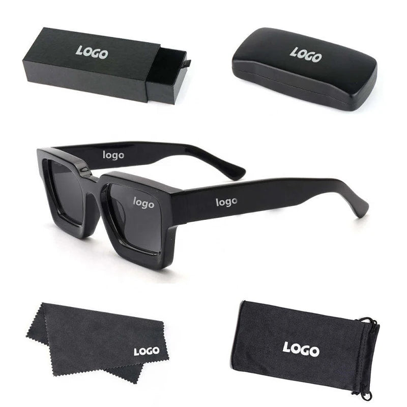 Custom Logo Designer Square Brand Shades Women Fashion Classic Retro Eyewear Vintage Small Frame 2024 Sunglasses Men