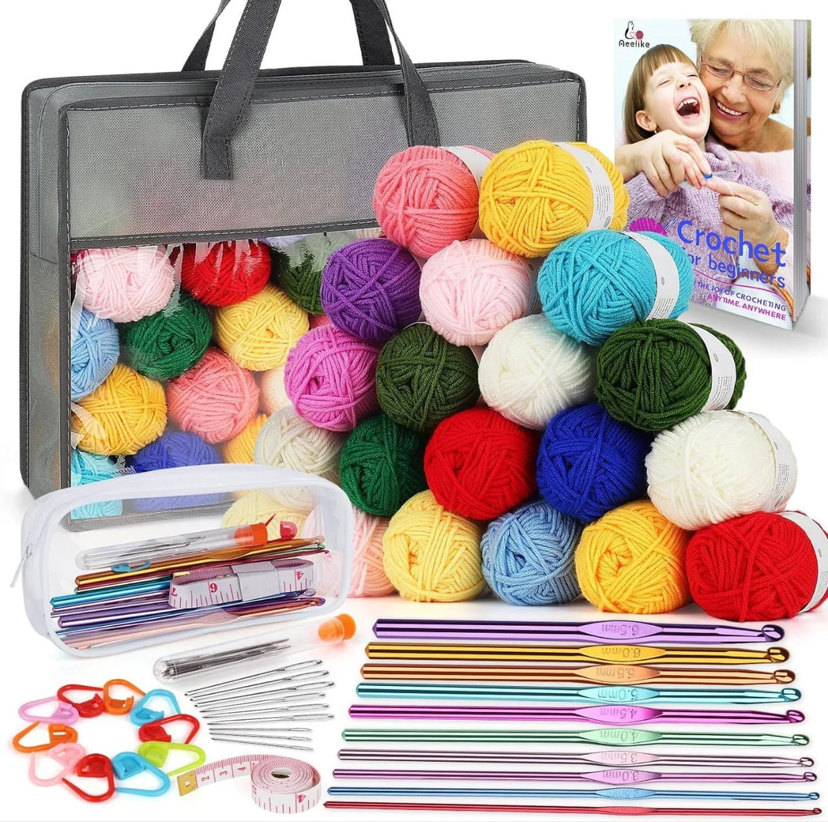 Customized Two Crochet Set Kit with Crochet Models Yarn Balls Needles Accessories Kit Goodie Bag