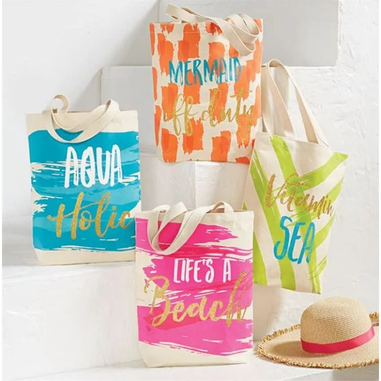 Print on Demand Wholesale Canvas Bag Fashionable Summer Beach Canvas Tote Bag Unique Printable Canvas Bag Cotton