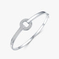 Ailmay Real 925 Sterling Silver Simple Round Bracelets for Women Classic Wedding Accessories Jewelry Gift