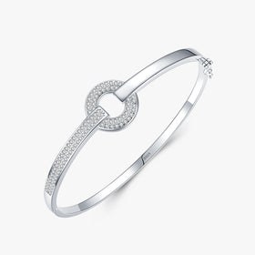 Ailmay Real 925 Sterling Silver Simple Round Bracelets for Women Classic Wedding Accessories Jewelry Gift