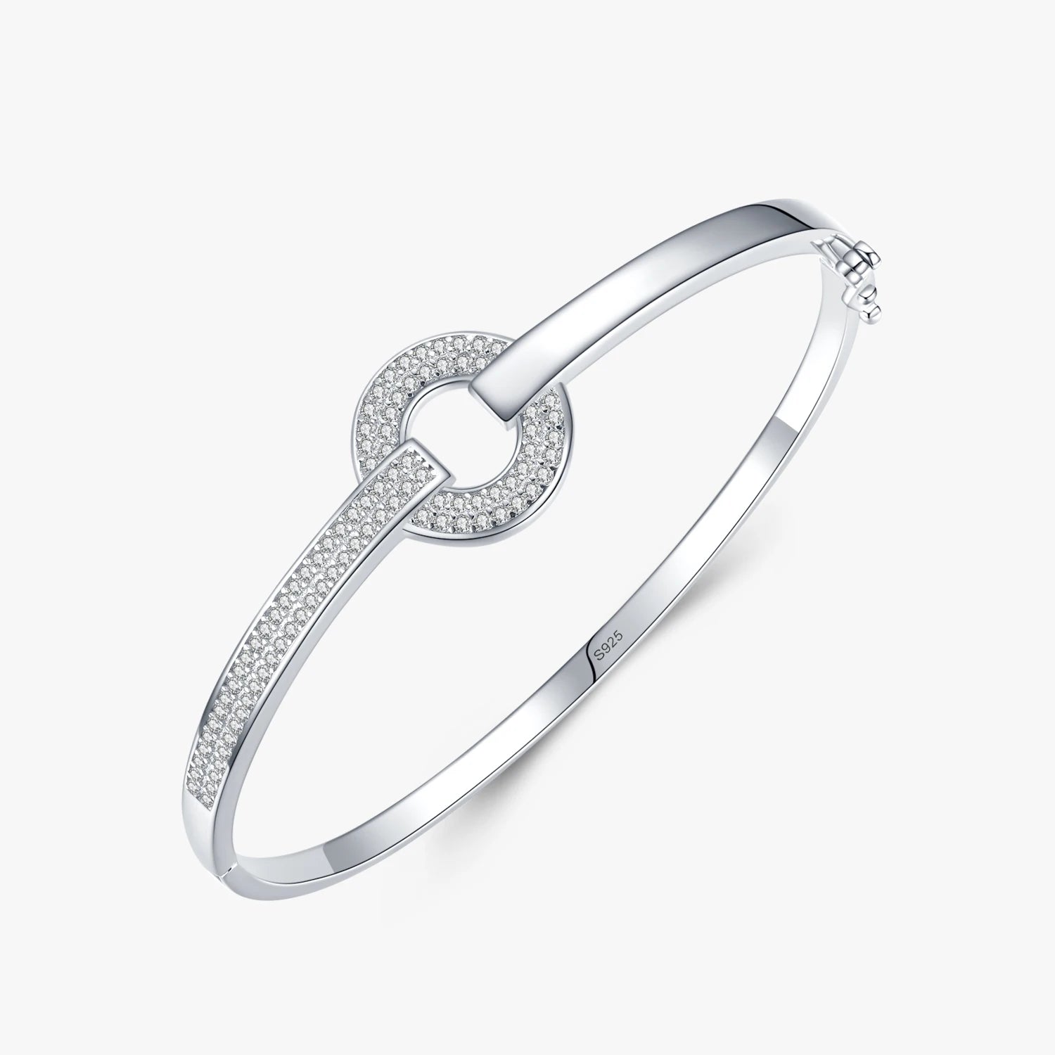 Ailmay Real 925 Sterling Silver Simple Round Bracelets for Women Classic Wedding Accessories Jewelry Gift