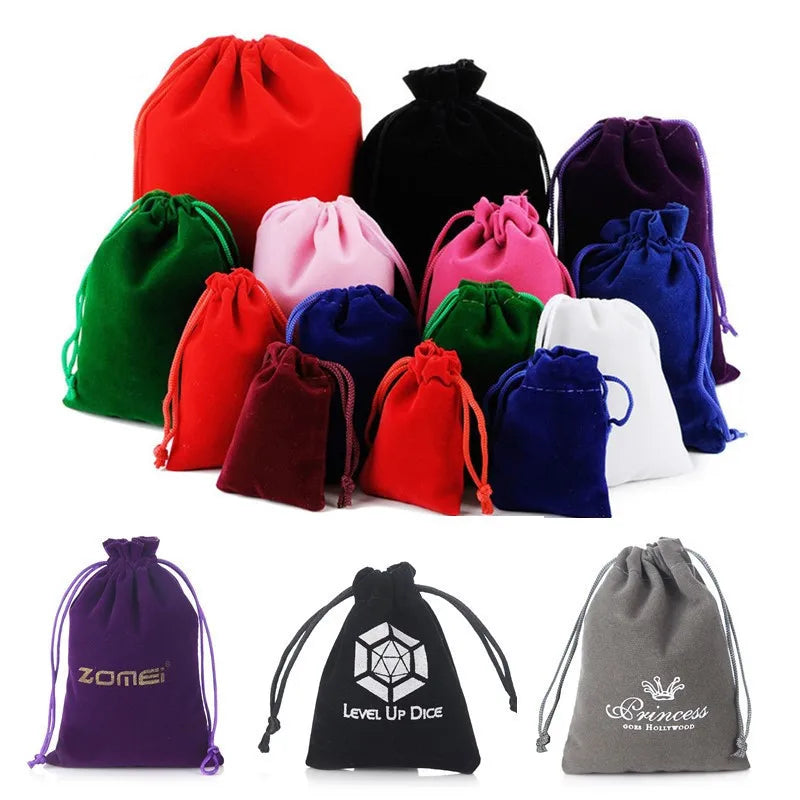 11 Colors 7*9 cm Velvet Drawstring Jewelry Accessory Pouch Bag for Brooch Watch Rings