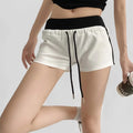CNSHELL Contrast Color Biker Drawstring Waistband With Pocket Above Knee Length Sportswear Hot Shorts Women
