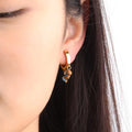 Chris April 316L Stainless Steel PVD Plated Gold Natural Agate Beads Bohemia Huggie Hoops Earrings