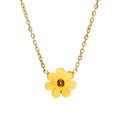 Women Stainless Steel Flower Pendant Necklace Simple 18k Gold Plated Flower Necklace Waterproof Daisy Jewelry for Girls