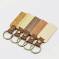 Custom Hot Sale Blank Rectangle Shape Olive Wooden Key Chain Etched Laser Dark Color Wood Key Ring Engrave Wood Keychain