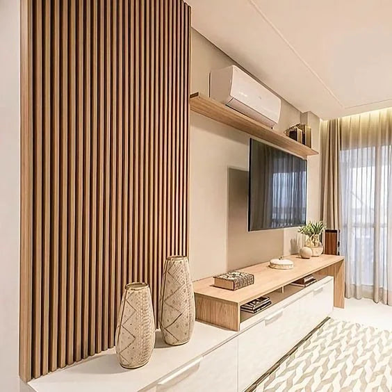 Singpok Modern Indoor PVC Panels Waterproof and Fireproof WPC Slat Partition Wall Louver for Hotel Interior Wall Application