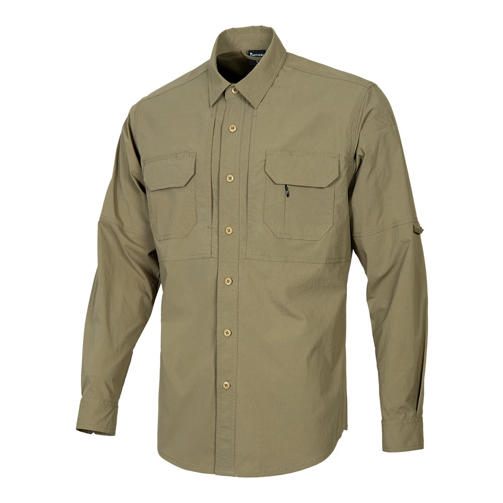Hiking Fishing Tactical Shirt Men Breathable Quick-drying Long Sleeve Cargo Working Man Outdoor UV Shirts