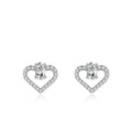 Trendy 925 Sterling Silver Heart Full Diamond Stud Earrings for Women Fine Jewelry with Oval Zircon for Weddings