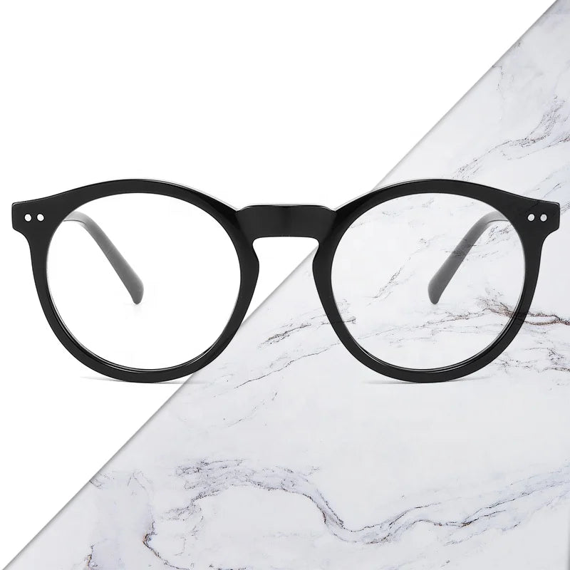 Vintage Acetate Transparent Rivet Glasses Women Eyeglasses Retro Men Optical Frame Retro Custom Logo Prescription Eyewear