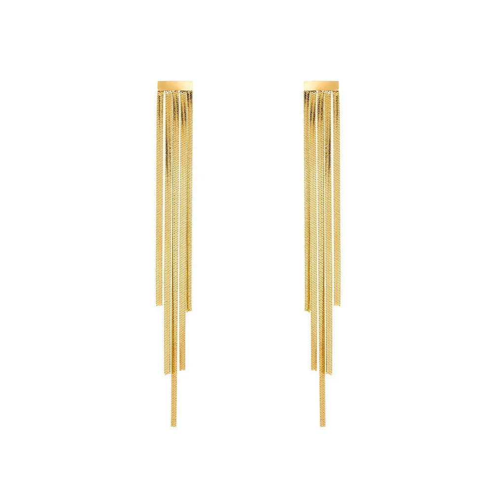 High Quality Flat Bone Chain Long Tassel Earrings Women Jewelry Designer Gold Silver Plated Fringe Earrings