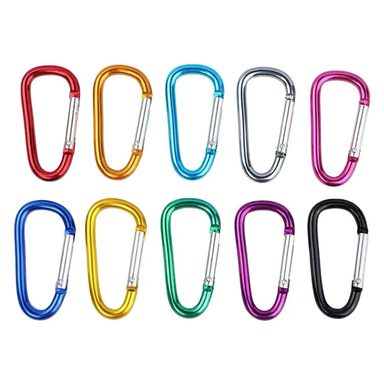 Wholesale 6# D Shape Snap Tactical Carabiner Keychain Custom Laser Engraved Logo Black Aluminium Alloy Clip Carabiner Hooks