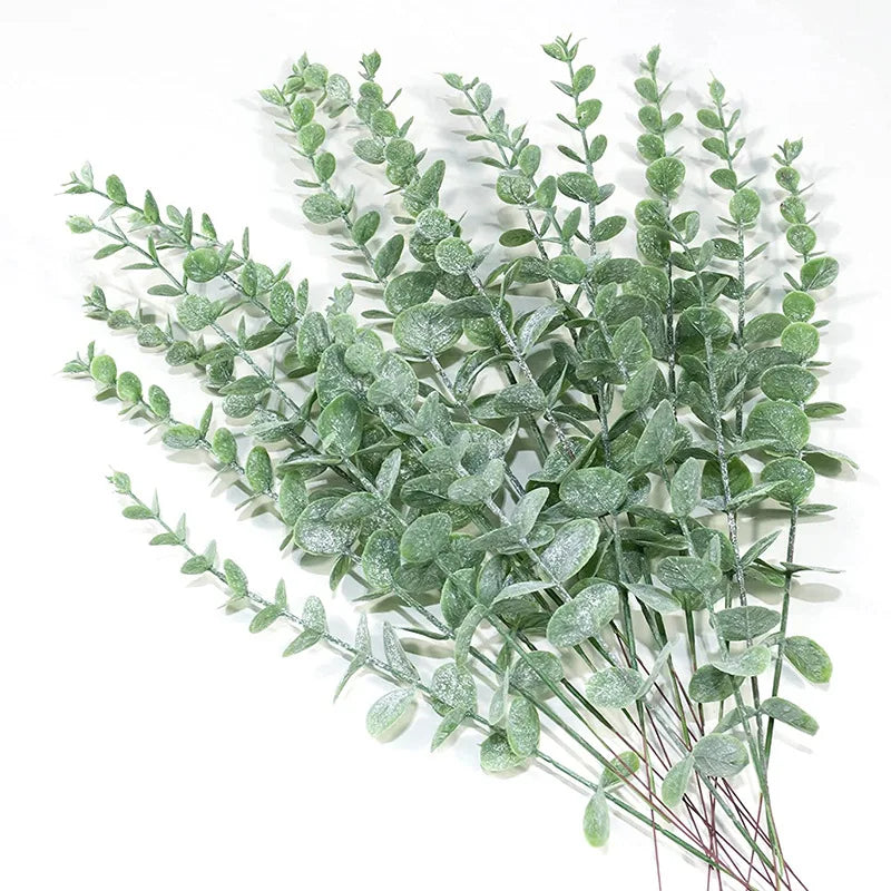 Plastic Green Leaves DIY Home Decor Flowers Artificial Plants Flower Arrangement Decorative Eucalyptus Leaf