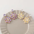 Fashion Jewelry Diamond Snowflake Drop Earrings Purple Rhinestone Crystal Flower Earrings for Women
