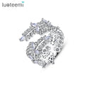 LUOTEEMI Rhodium White Gold Plated Jewelry Chucky Zircon Fashion Bohemian Fancy Luxury for Woman Big Finger Ring