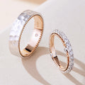 Luster Jewelry Rose and White Color Moissanite Diamond Eternity Solid 14k 18k Gold Wedding Couple Ring Set for Promise