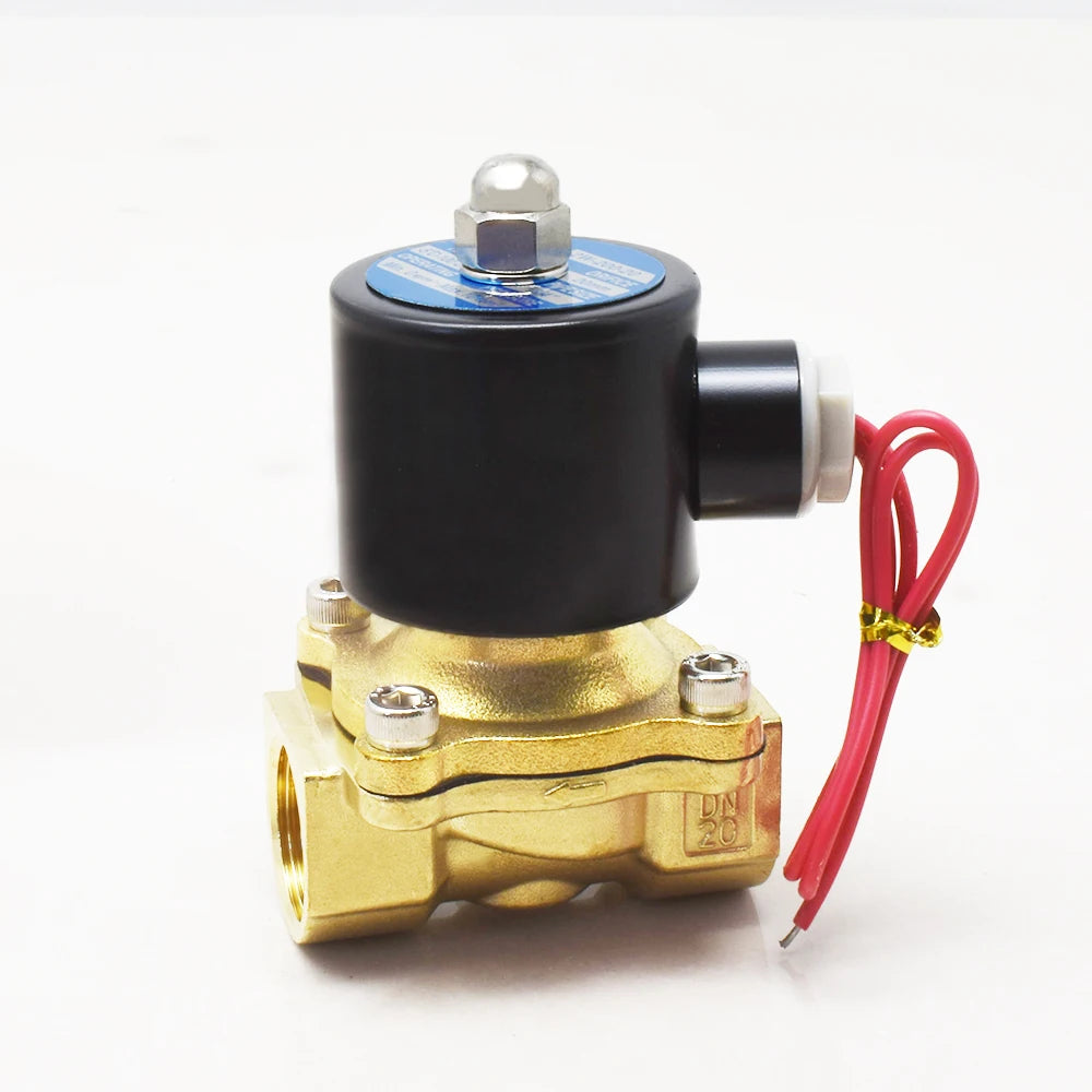 2W200-20 Air Gas Oil Water Hose Brass 2W AC220V  AC110V  DC12V  DC24V Electric Solenoid Gas Valve Normally Closed 3/4 Inch