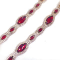 Luxury Gold Chain Trim With Red Rhinestone Sewing Accessories Trimming for Clothing Belt Jewelry Accessories