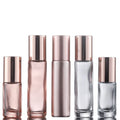New Designs 5ml 10ml Rose Gold Matte Cap Perfume Essential Oil Bottle Pink Glass Roller Bottles