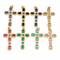CZ8677 18K Gold Plated Boho Large Cross Charms Sparkling CZ Cubic Zirconia Religious Jewelry Supplies for Necklace Making