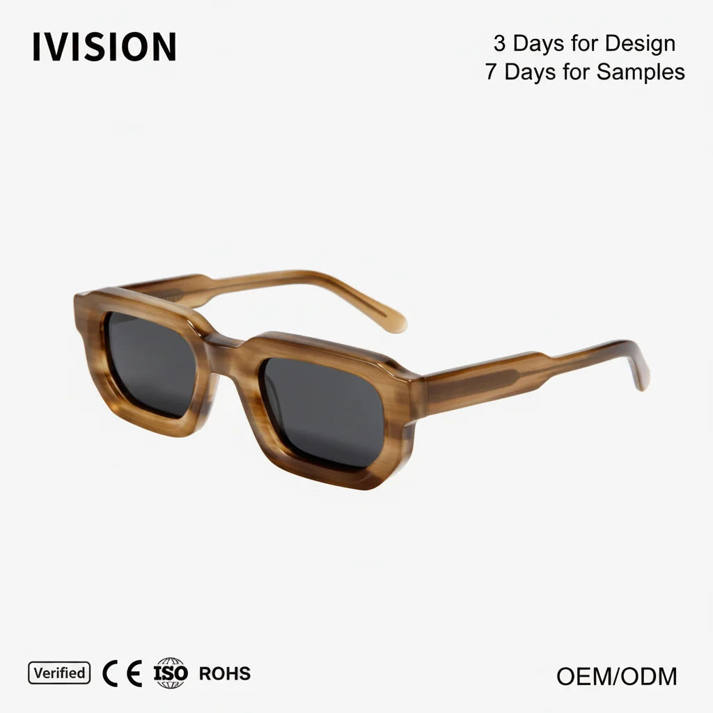 Thickened Small Square Frame Retro Fashion Sunglasses with Gradient Lenses Acetate Material