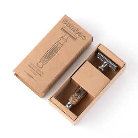 Eco Long Natural Bamboo Handle Fits All Standard Razor Blades Double Edge Safety Razors for Men Women
