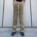 Summer Women's Trousers Street Multi Pocket Cargo Pants Mop Pants Tidy Solid Color Loose Straight Tube Hot Girl Pants