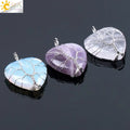 CSJA New Tree of Life Wire Wrapped Crystal Love Heart Amethyst Pink Quartz Charm Pendant Necklace F053